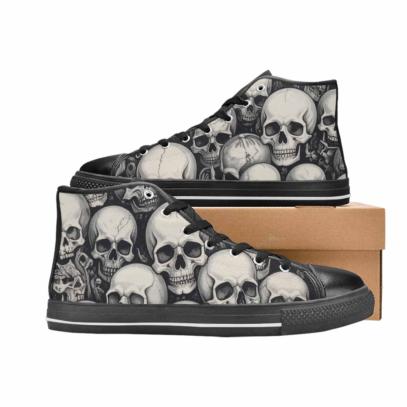 WOMEN'S Skulls - Classic High Top Canvas Neon Fantasy Custom Sneakers