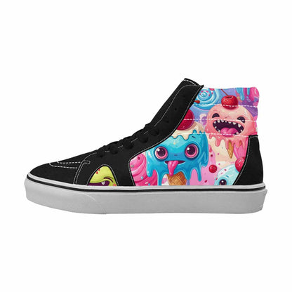 WOMEN'S Melting Icecream Monster Cherry High Top Canvas Dark Academia Custom Sneakers