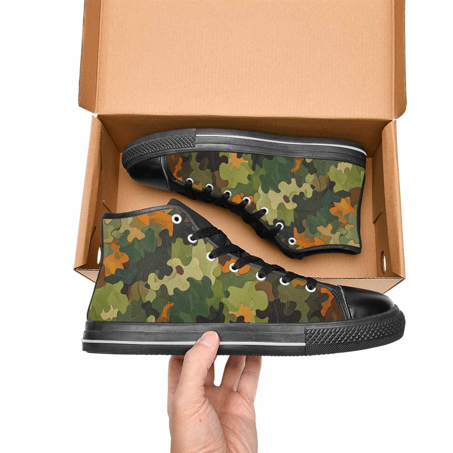 WOMEN'S Military Camouflage Blotch High Top Canvas Grunge Sneakers