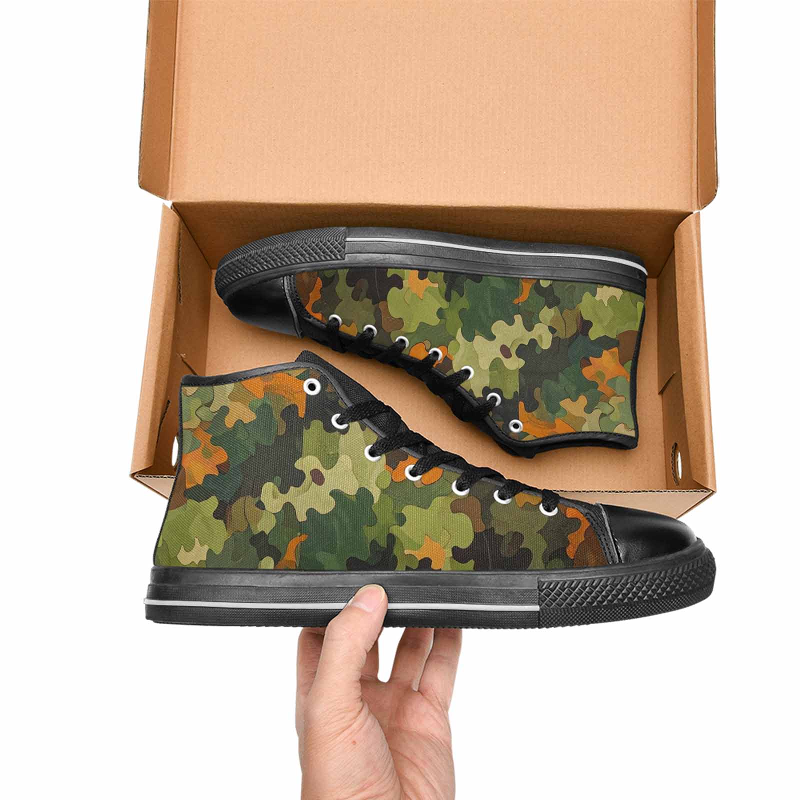 WOMEN'S Military Camouflage Blotch High Top Canvas Grunge Sneakers