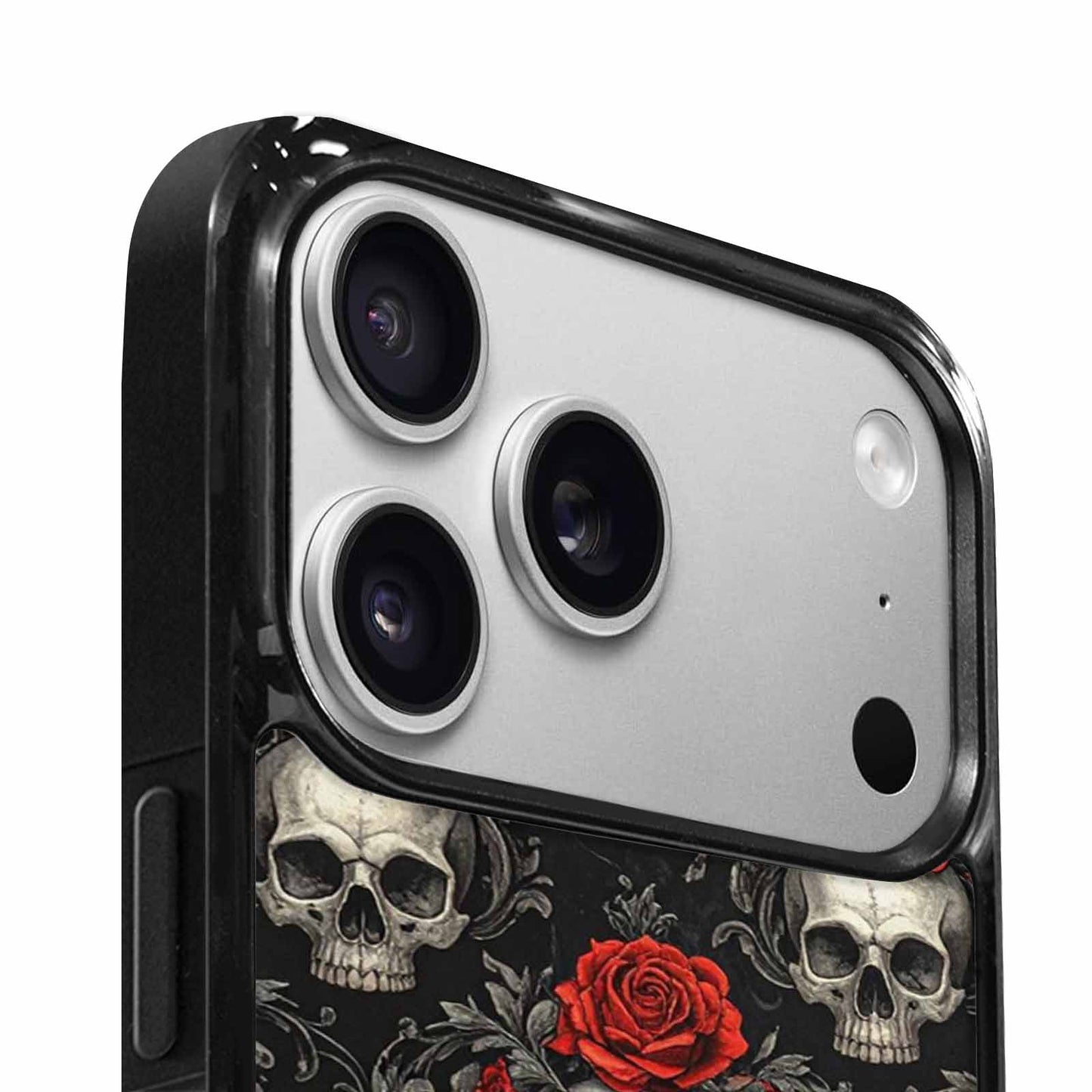iPhone 17 Pro Case — Skulls Roses Fine Line Gothic Skulls, Original Design Phone Case