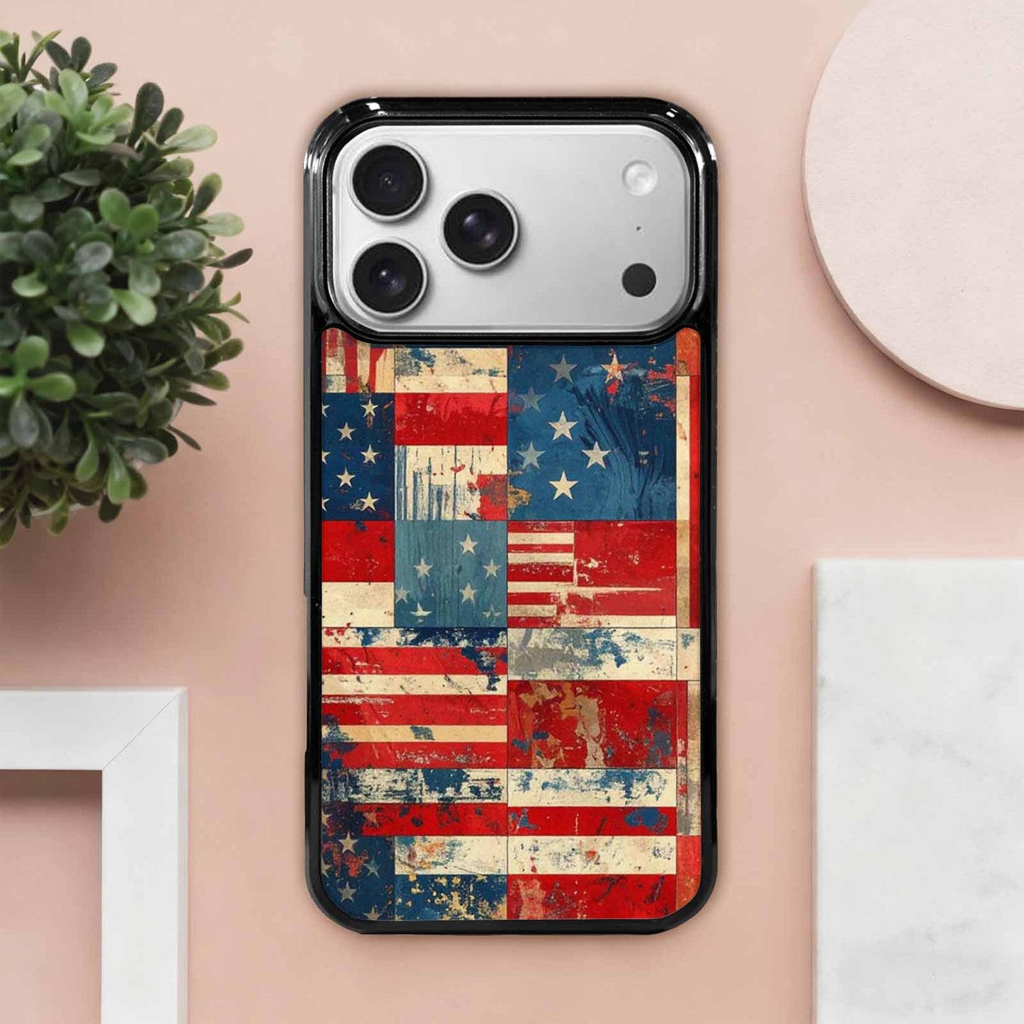 iPhone 17 Pro Max Case — Small American Flag Stars Galaxy Space, Custom Art Phone Cover