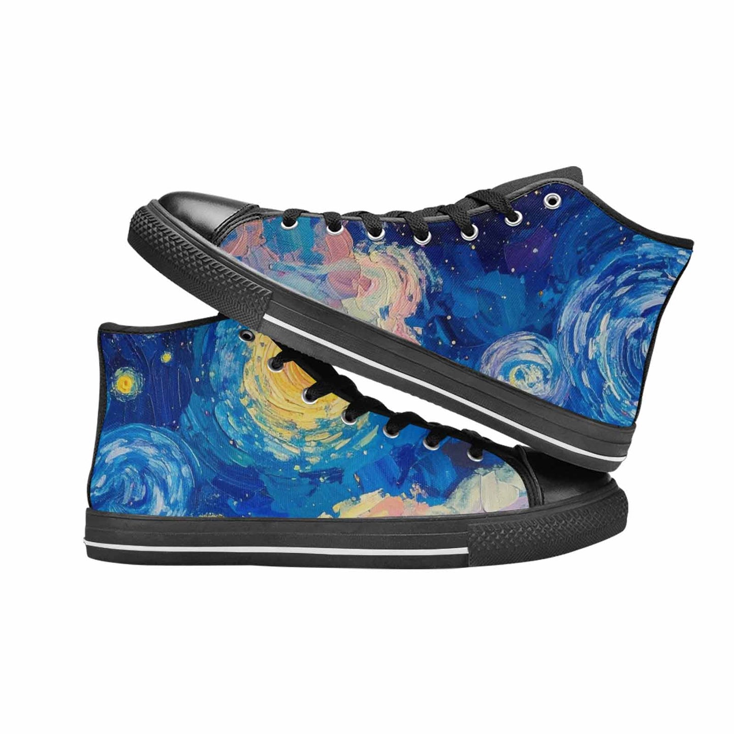 MEN'S Starry Night Van Gogh High Top Canvas Neon Fantasy Shoes