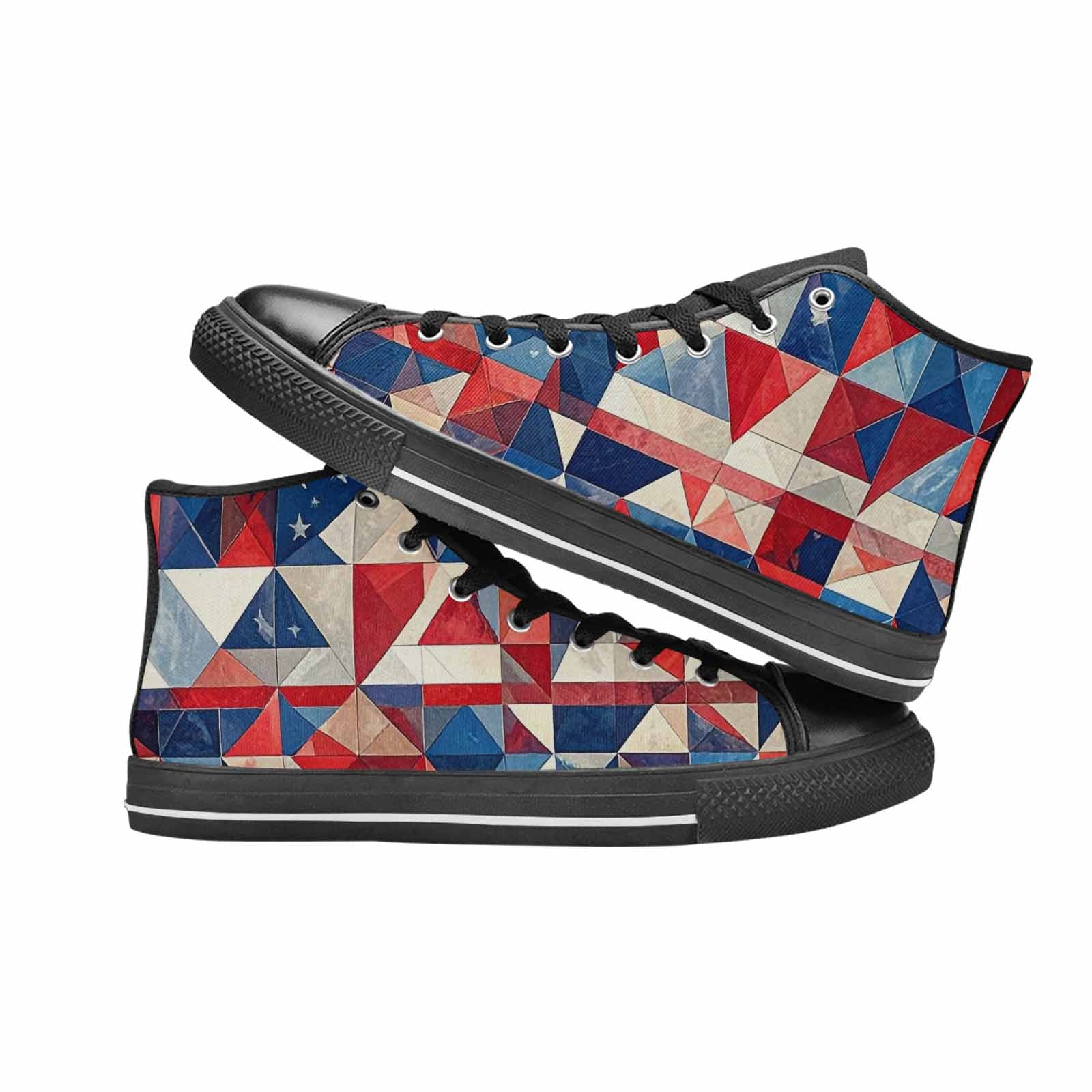 MEN'S American Flag Stars High Top Canvas Neon Fantasy Custom Sneakers