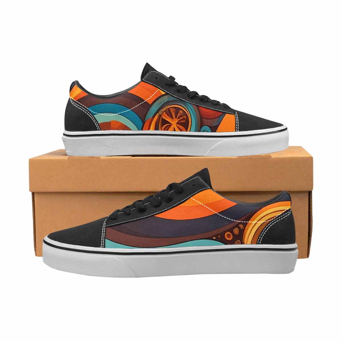 WOMEN'S Groovy 70S Peace Canvas Lace-Up Neon Fantasy Custom Shoes