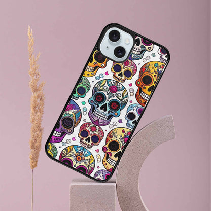 iPhone 15 Plus Case — Vibrant Skull Seamless, Custom Designed Case Cover