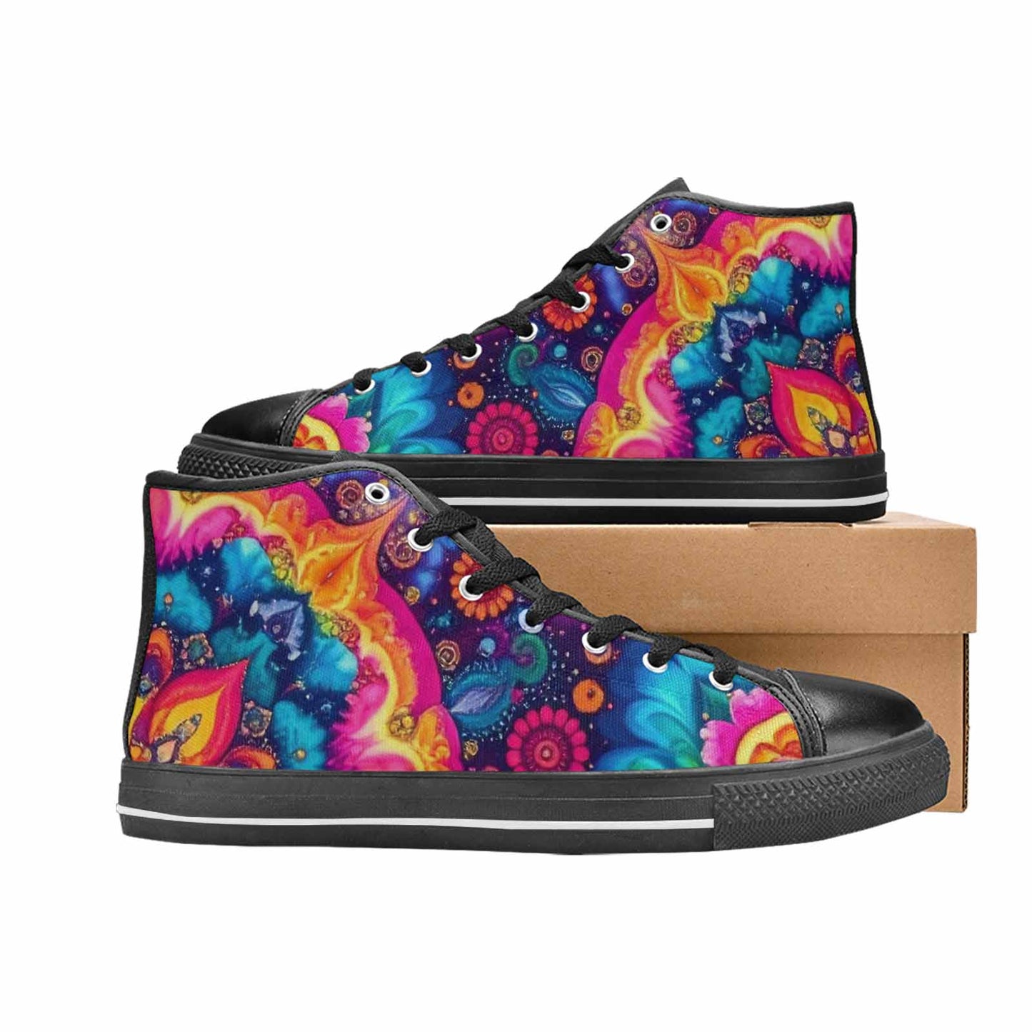 WOMEN'S Tie Dye Mandala High Top Canvas Cottagecore Shoes