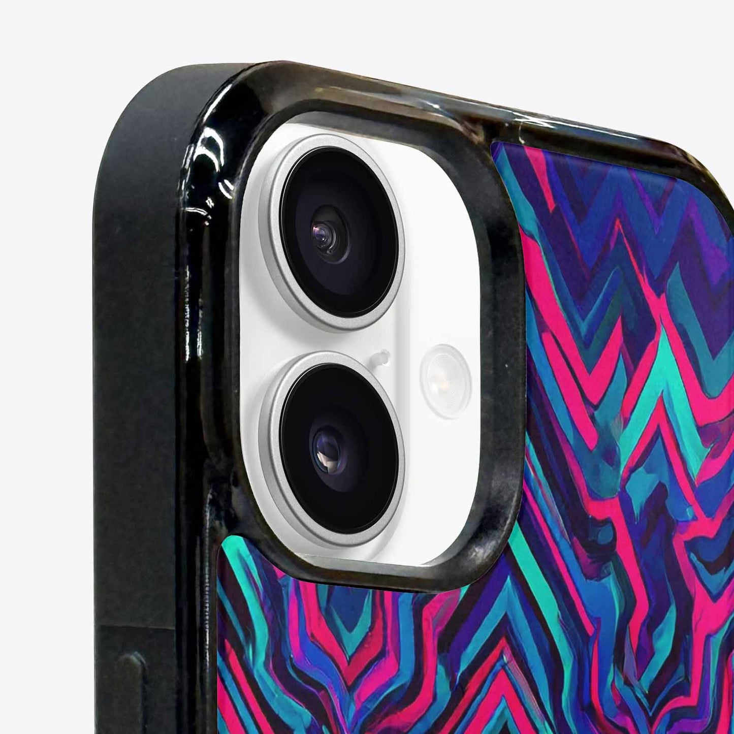 iPhone 16 Case — Psychedelic Chevron Vortex, Custom Designed Case Cover