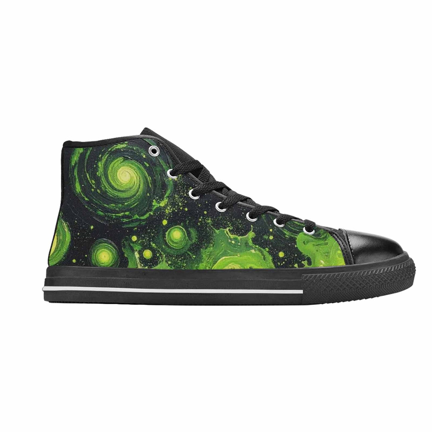 MEN'S Melting Galaxy Acid Green High Top Canvas Dark Academia Custom Shoes