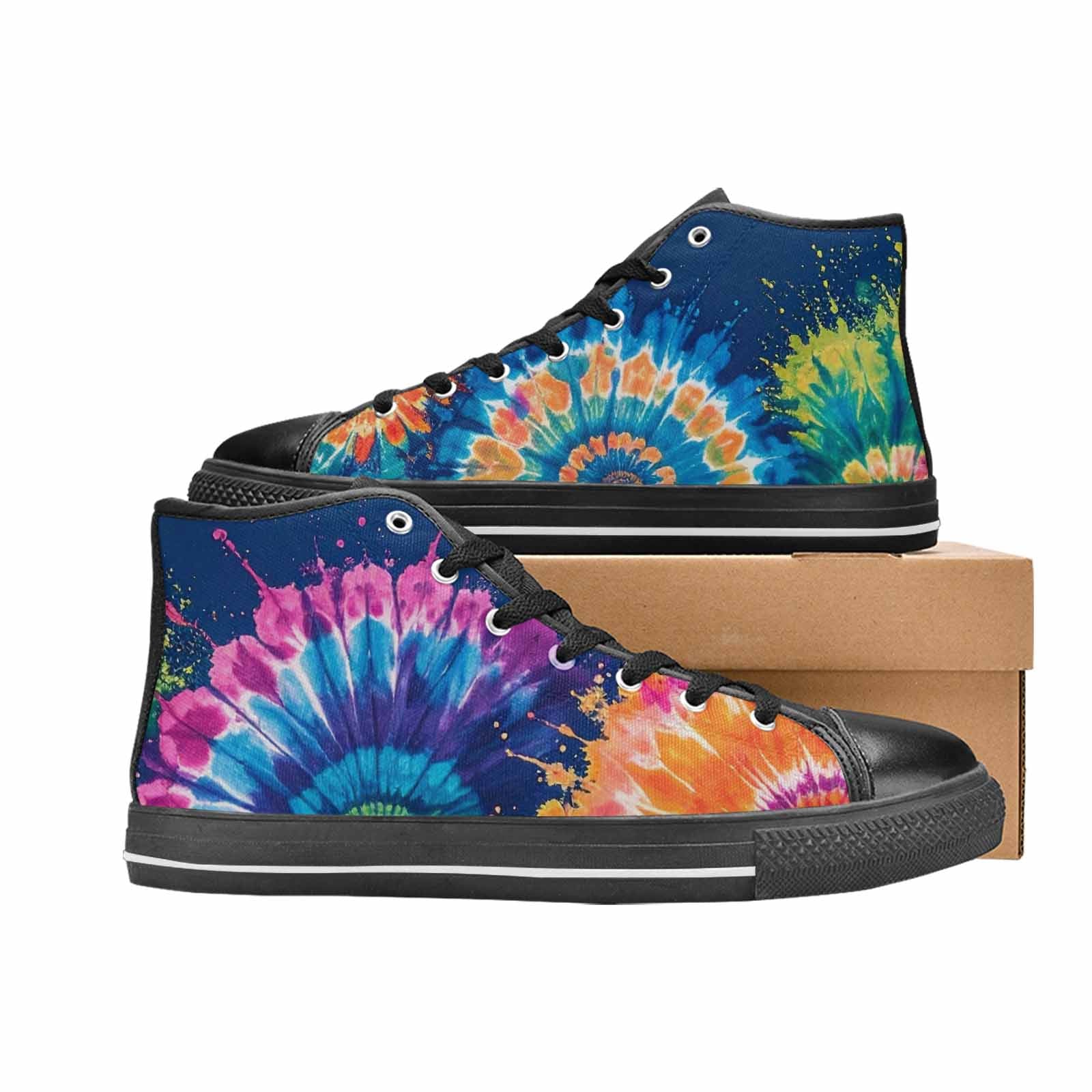 MEN'S Tie Dye Mixed Style High Top Canvas Neon Fantasy Custom Sneakers