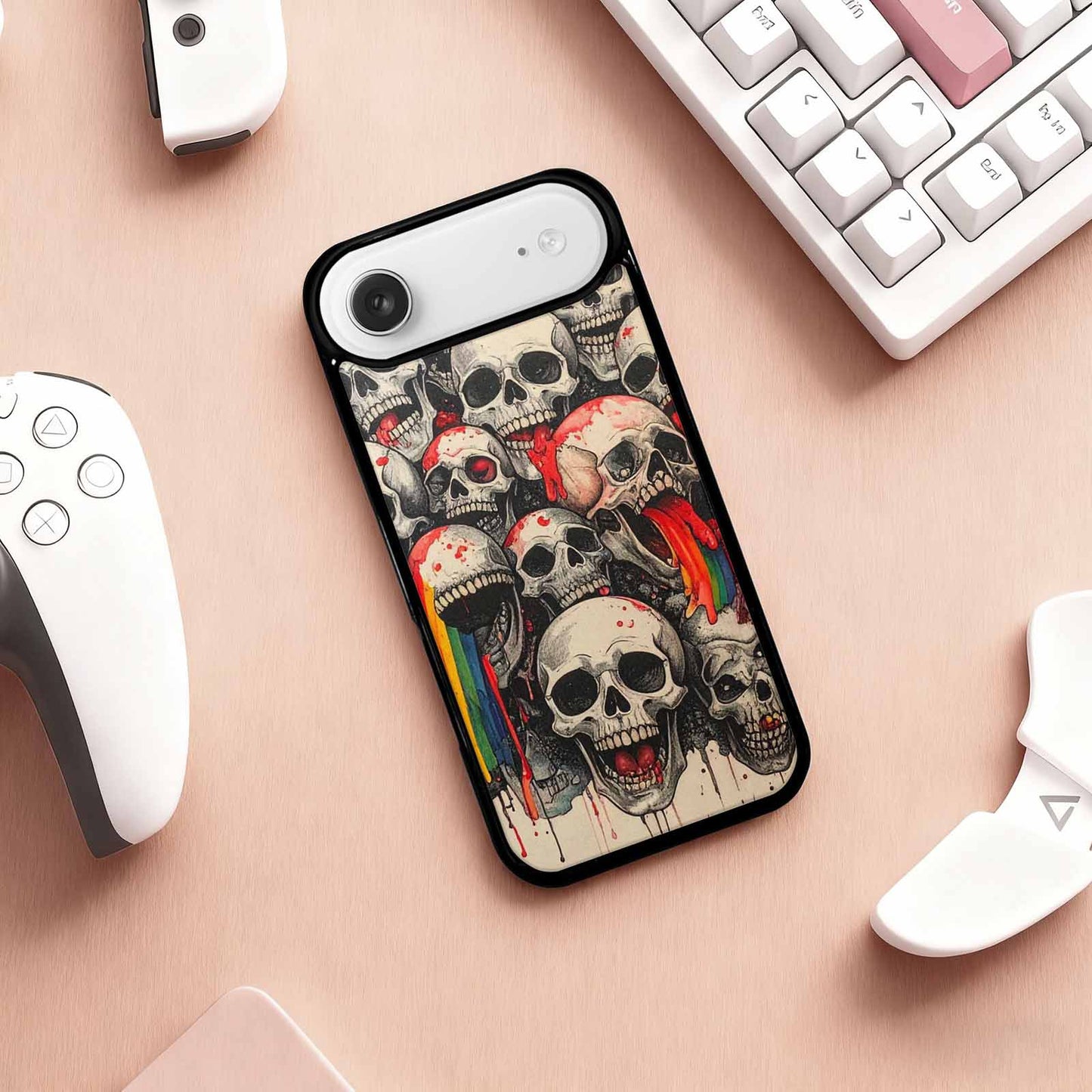iPhone 17 Air Case — Rainbow From Skulls Mouth Black Gothic, Custom Art Phone Cover