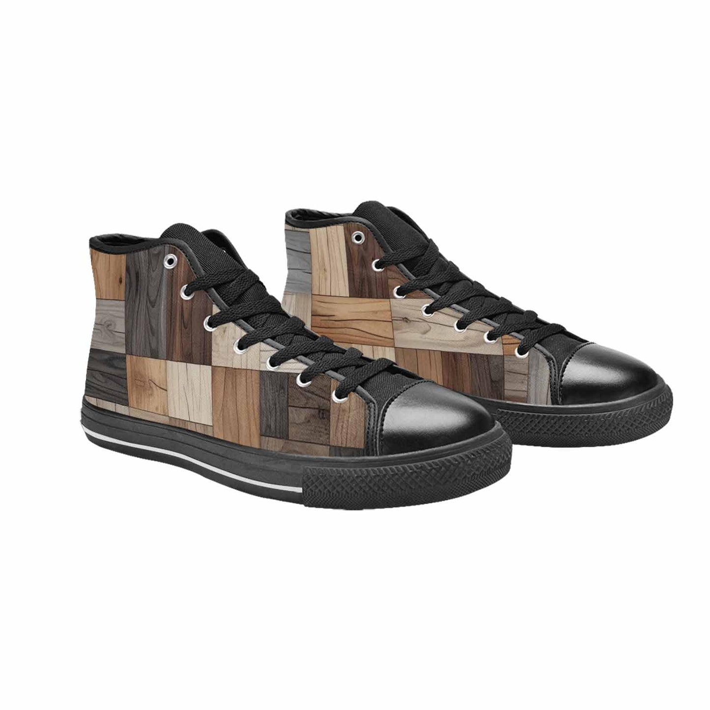 MEN'S Wood Grain Texture High Top Canvas Aesthetic Sneakers