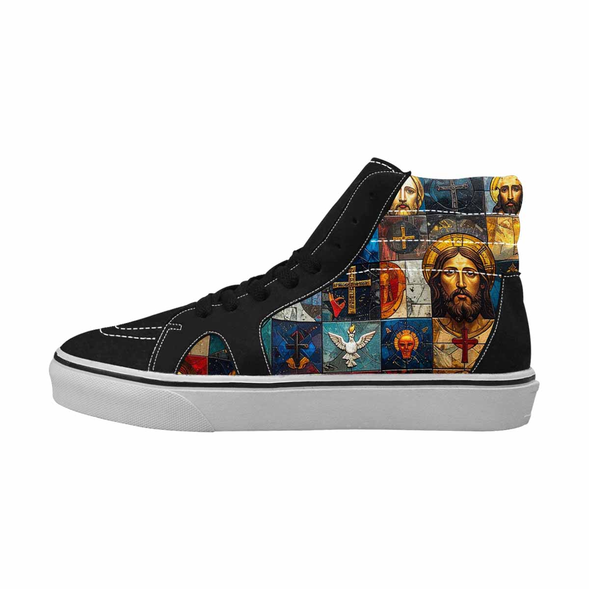 WOMEN'S Jesus Face Small High Top Canvas Grunge Shoes