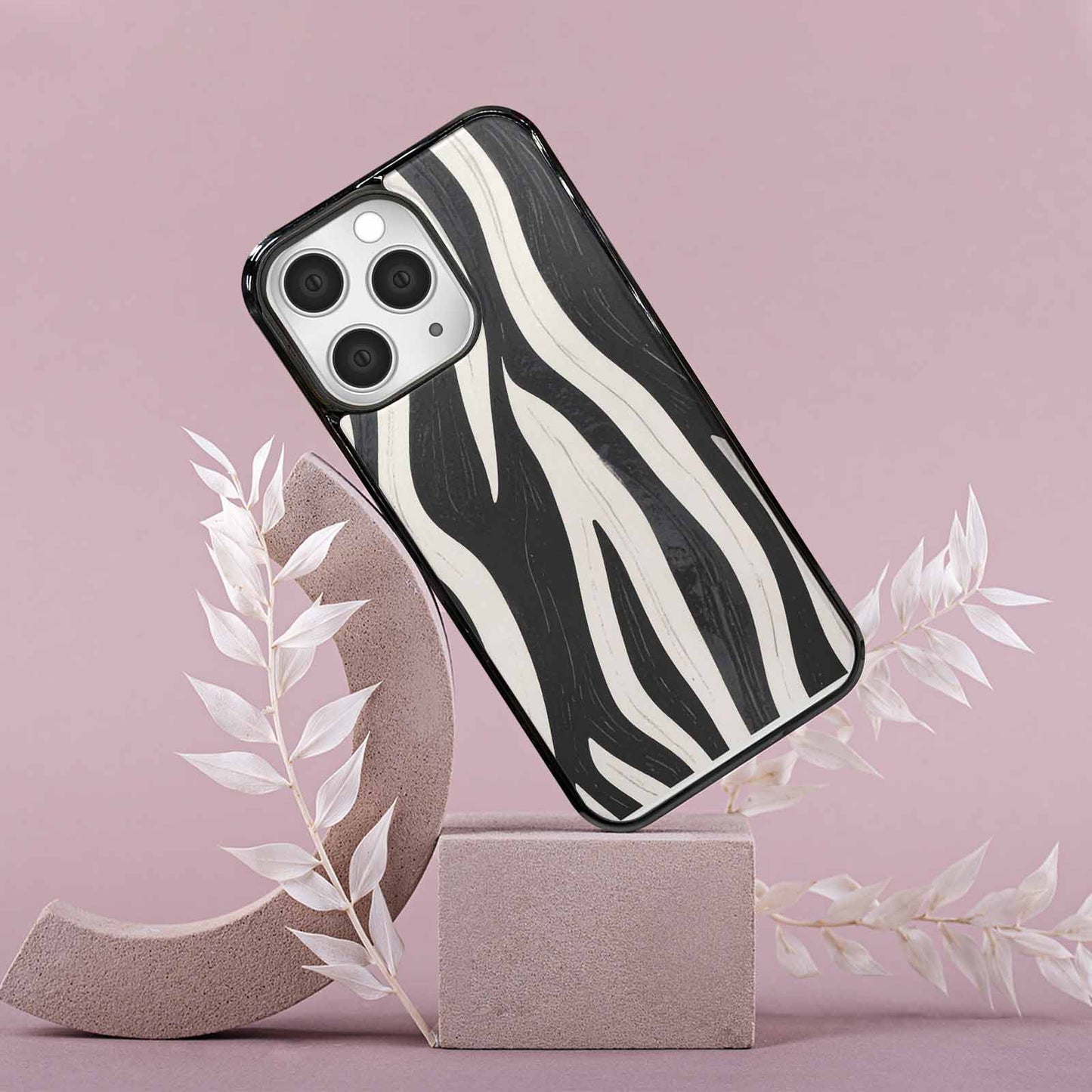 iPhone 15 Pro Max Case — Modern Zebra Stripe Print Crisp Black, Original Design Phone Case