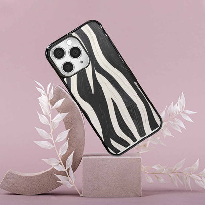 iPhone 15 Pro Max Case — Modern Zebra Stripe Print Crisp Black, Original Design Phone Case