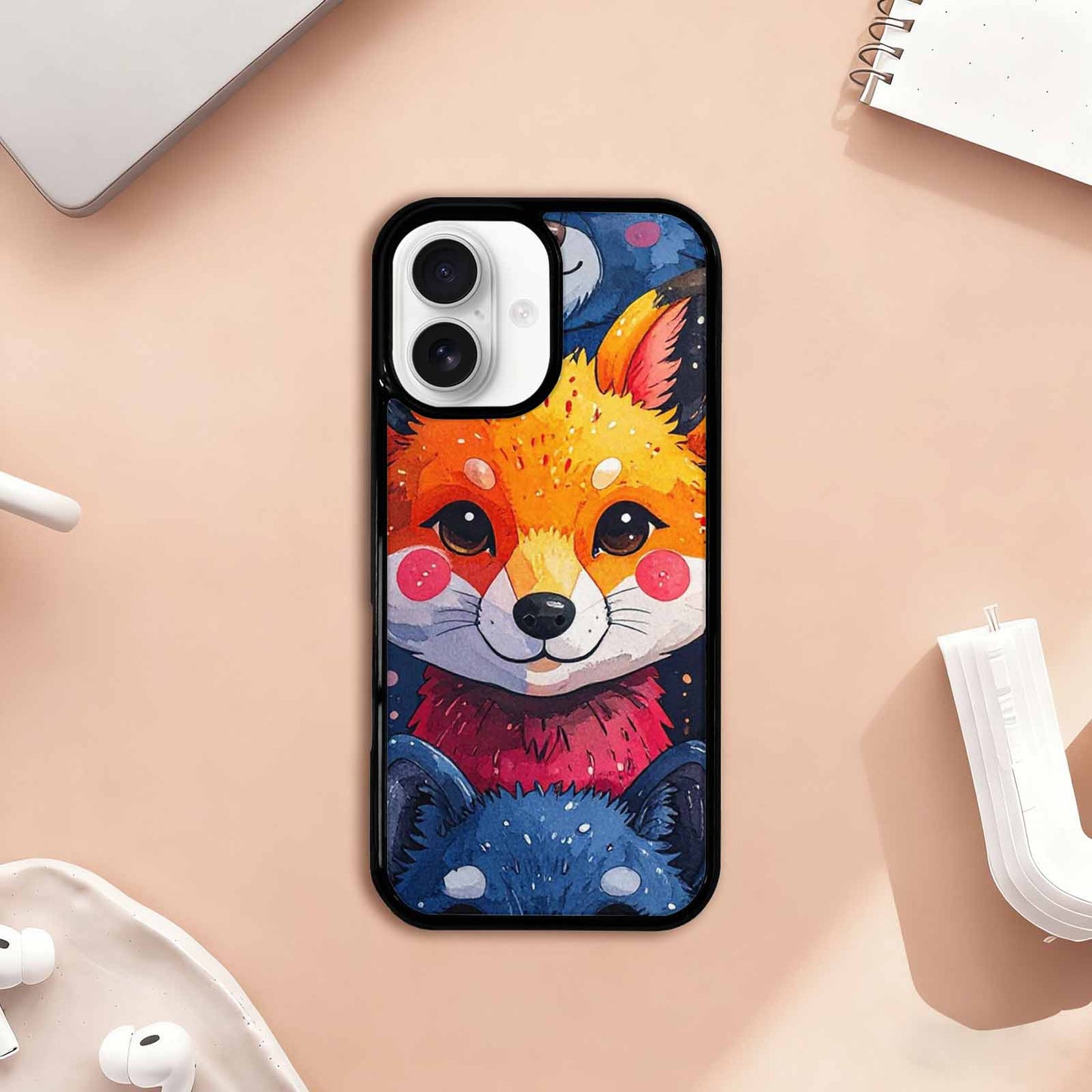 iPhone 17 Case — Watercolor Kawaii Fox Watercolor Abstract, Custom Print Case Cover