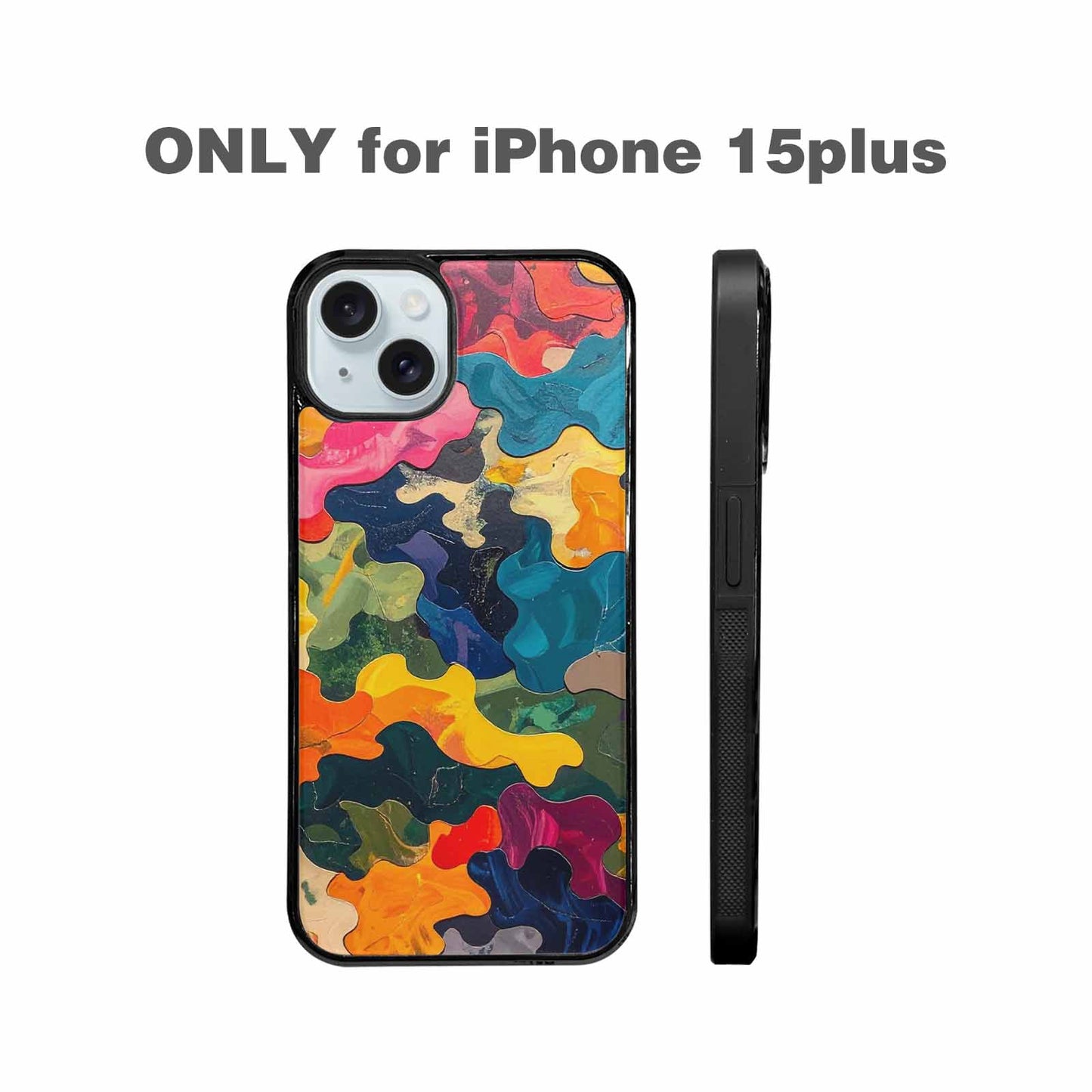 iPhone 15 Plus Case — Camo Patches Full Color Vibrant Camo, Customized Protective Case