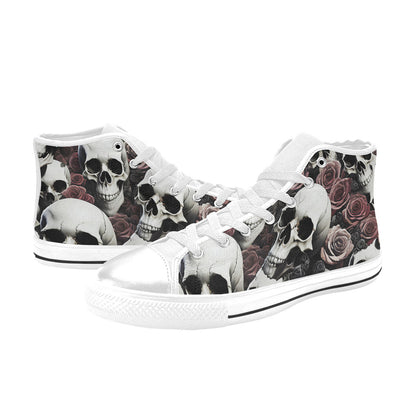 WOMEN'S Rose Skulls Dark 7 High Top Canvas Vibrant Chaos Sneakers