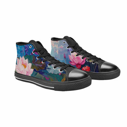 WOMEN'S Monet-Style Impressionist Water High Top Canvas Dark Academia Custom Sneakers