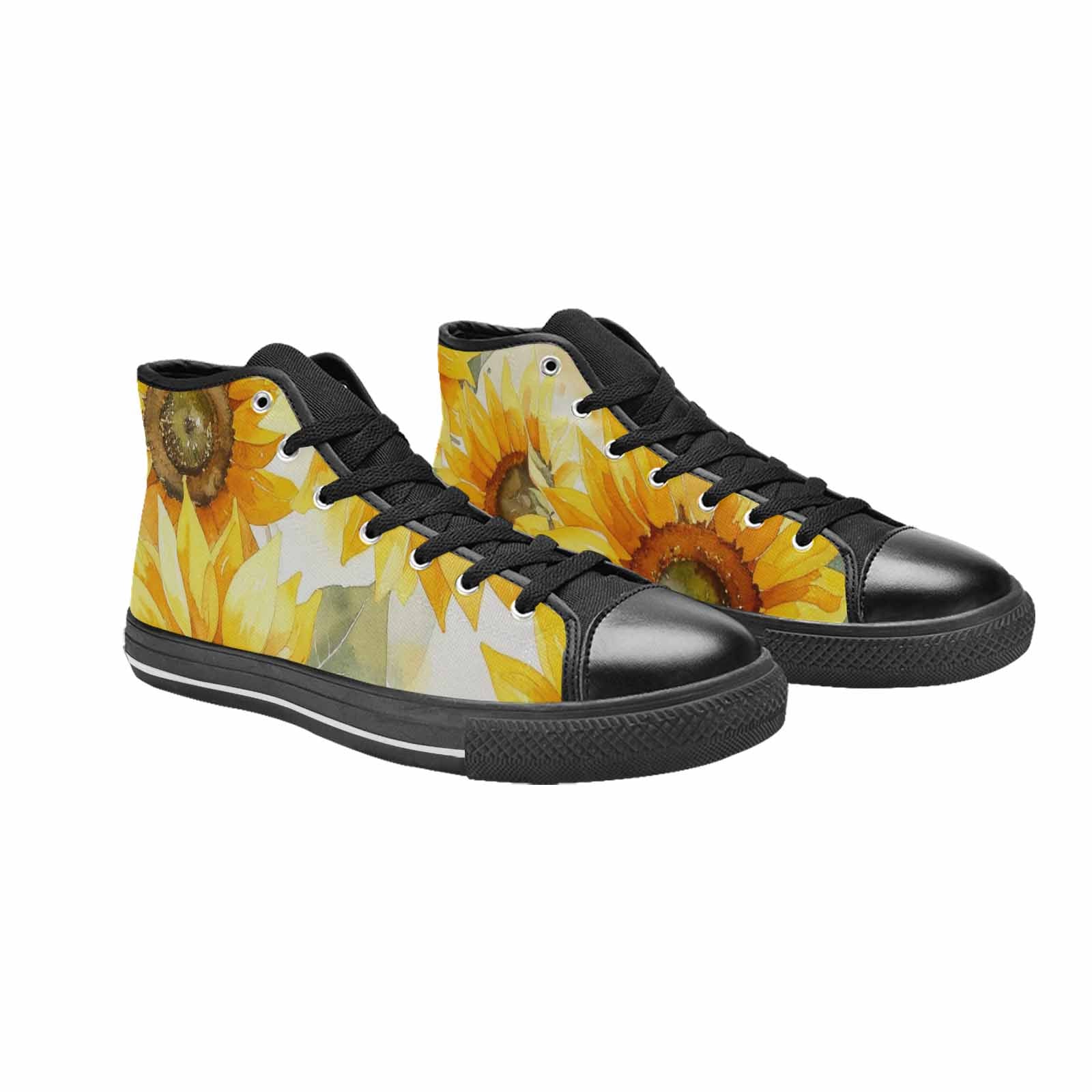 WOMEN'S Sunflowers Watercolor High Top Canvas Y2K Custom Sneakers