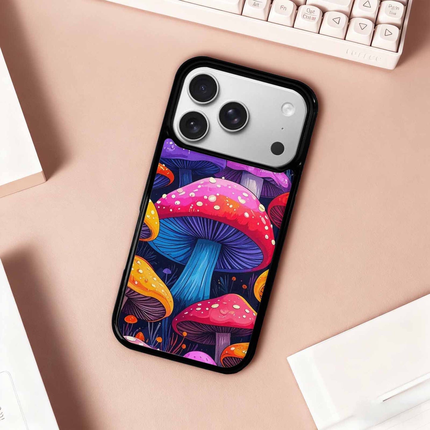 iPhone 17 Pro Case — Vivid Winter Mushroom Seamless Cartoon Cute, Custom Art Phone Cover