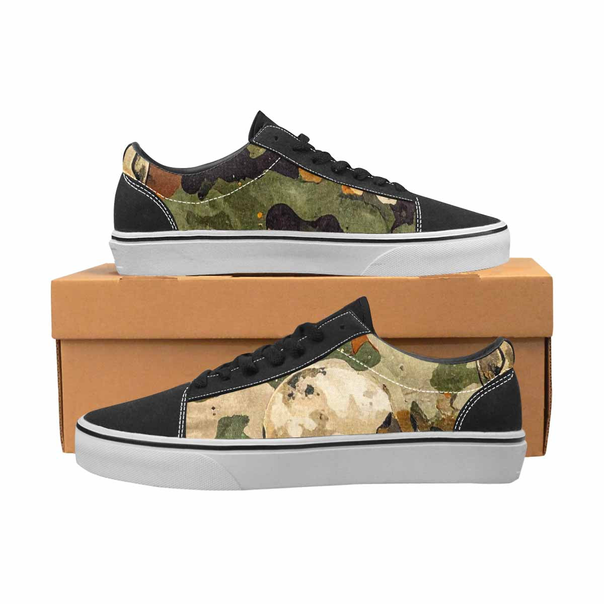 WOMEN'S Military Camo Skull Canvas Lace-Up Vibrant Chaos Shoes