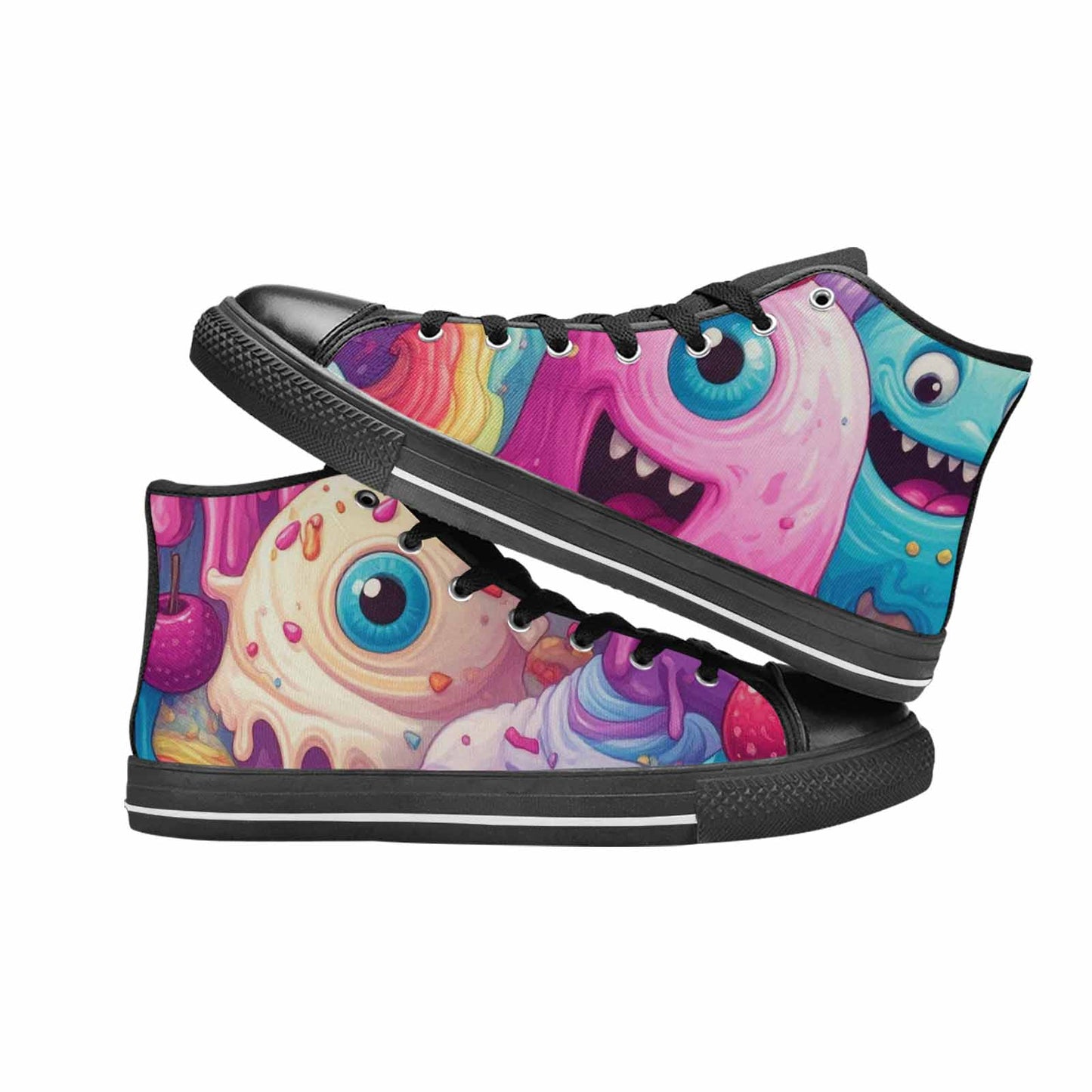 WOMEN'S Melting Icecream Monster Cherry High Top Canvas Aesthetic Custom Shoes