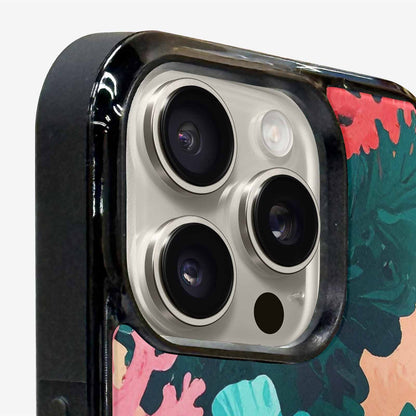 iPhone 15 Pro Max Case — Camo Coral Turquoise, Custom Phone Case
