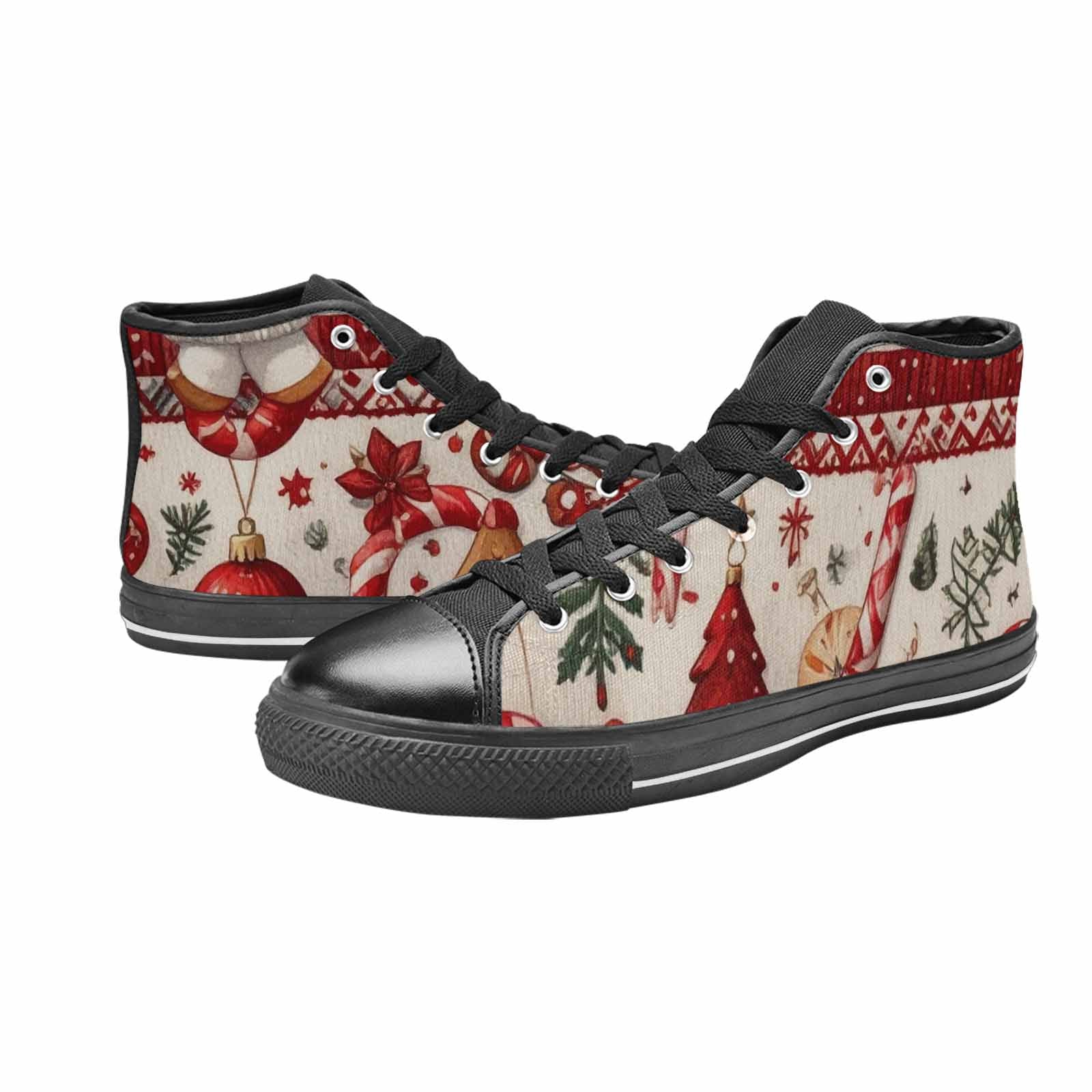 WOMEN'S Christmas Holly Snowflake High Top Canvas Vivid Shoes