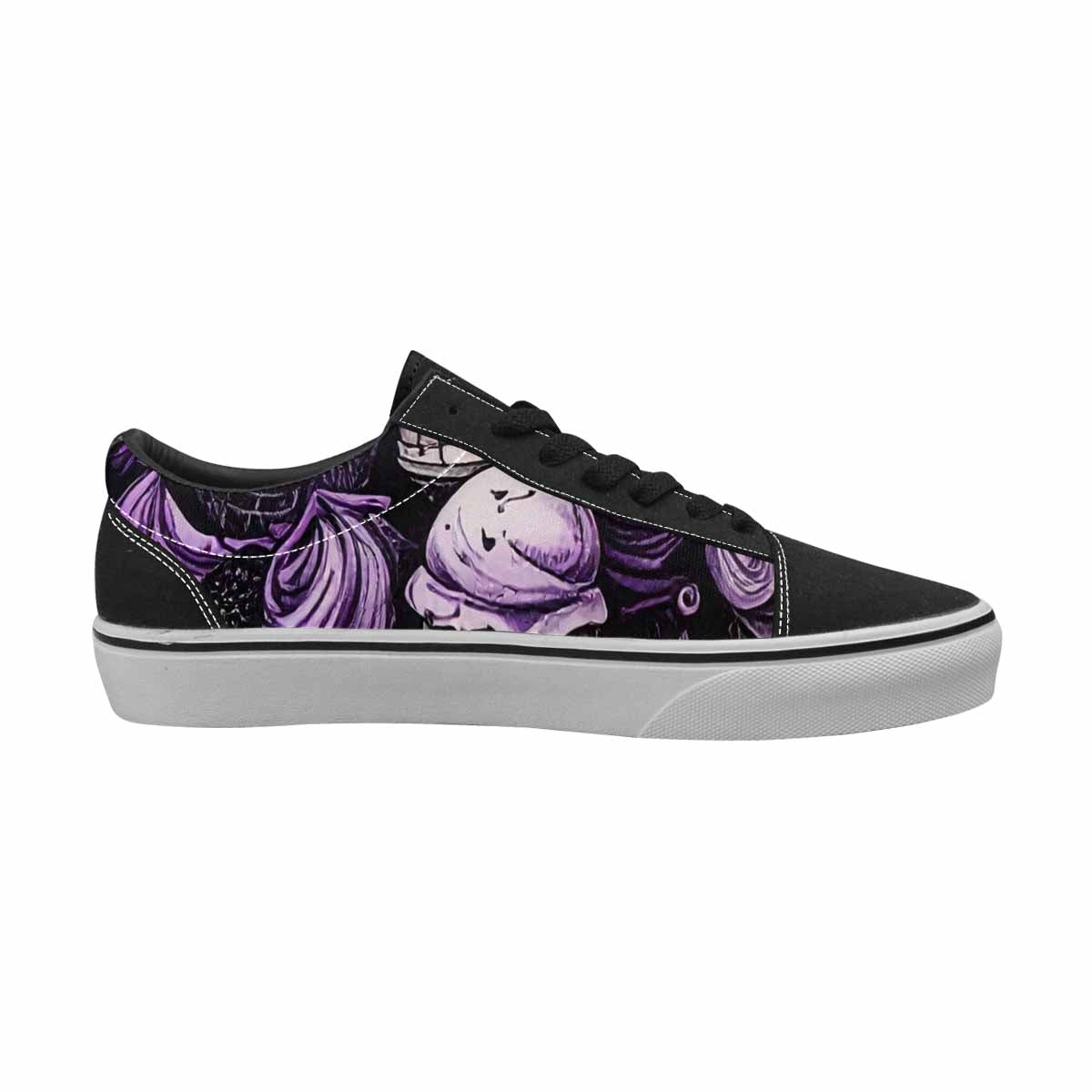 WOMEN'S Ice Cream Motif Lace-Up Canvas Melting Art Custom Sneakers