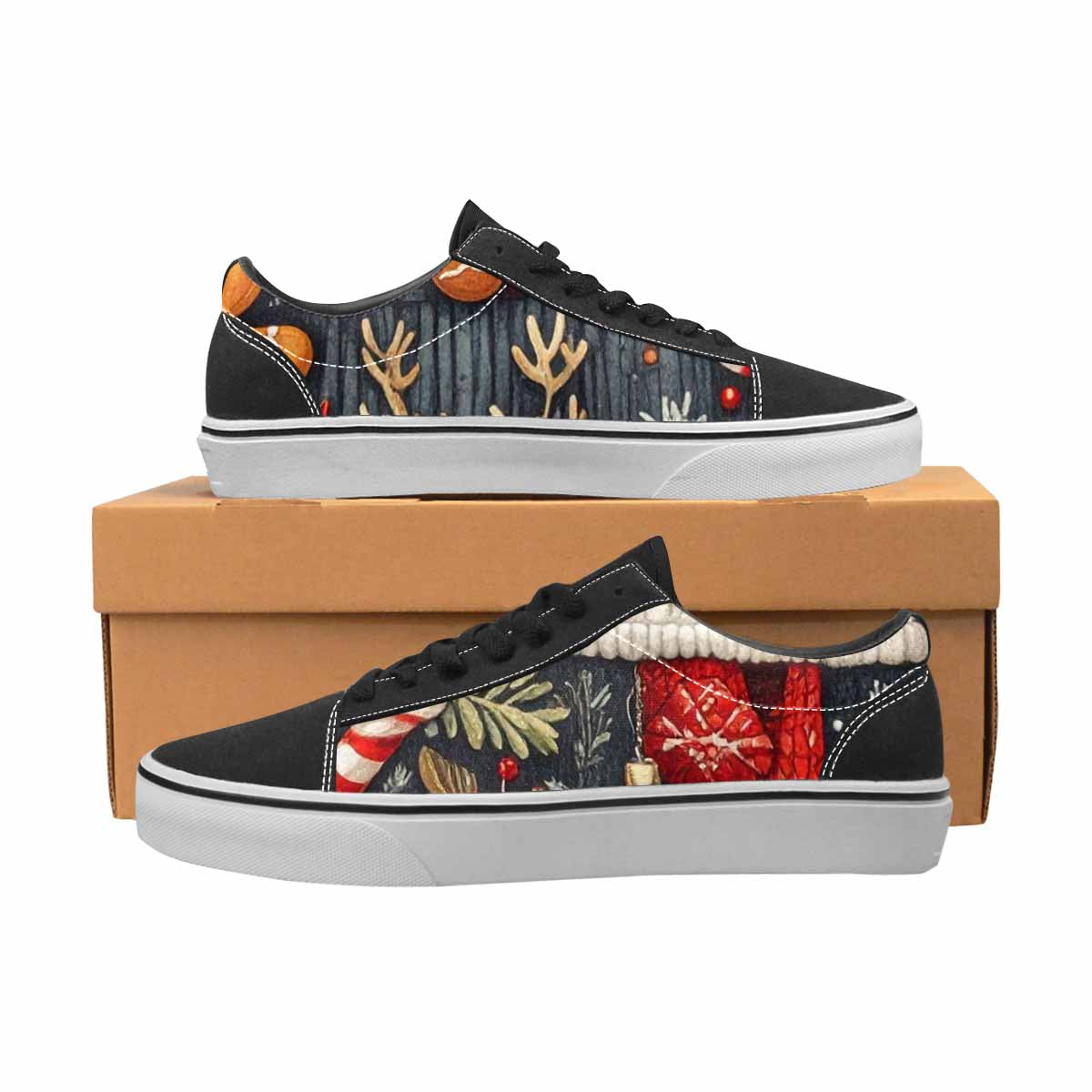 MEN'S Christmas Holly Snowflake Canvas Lace-Up Dreamcore Custom Shoes