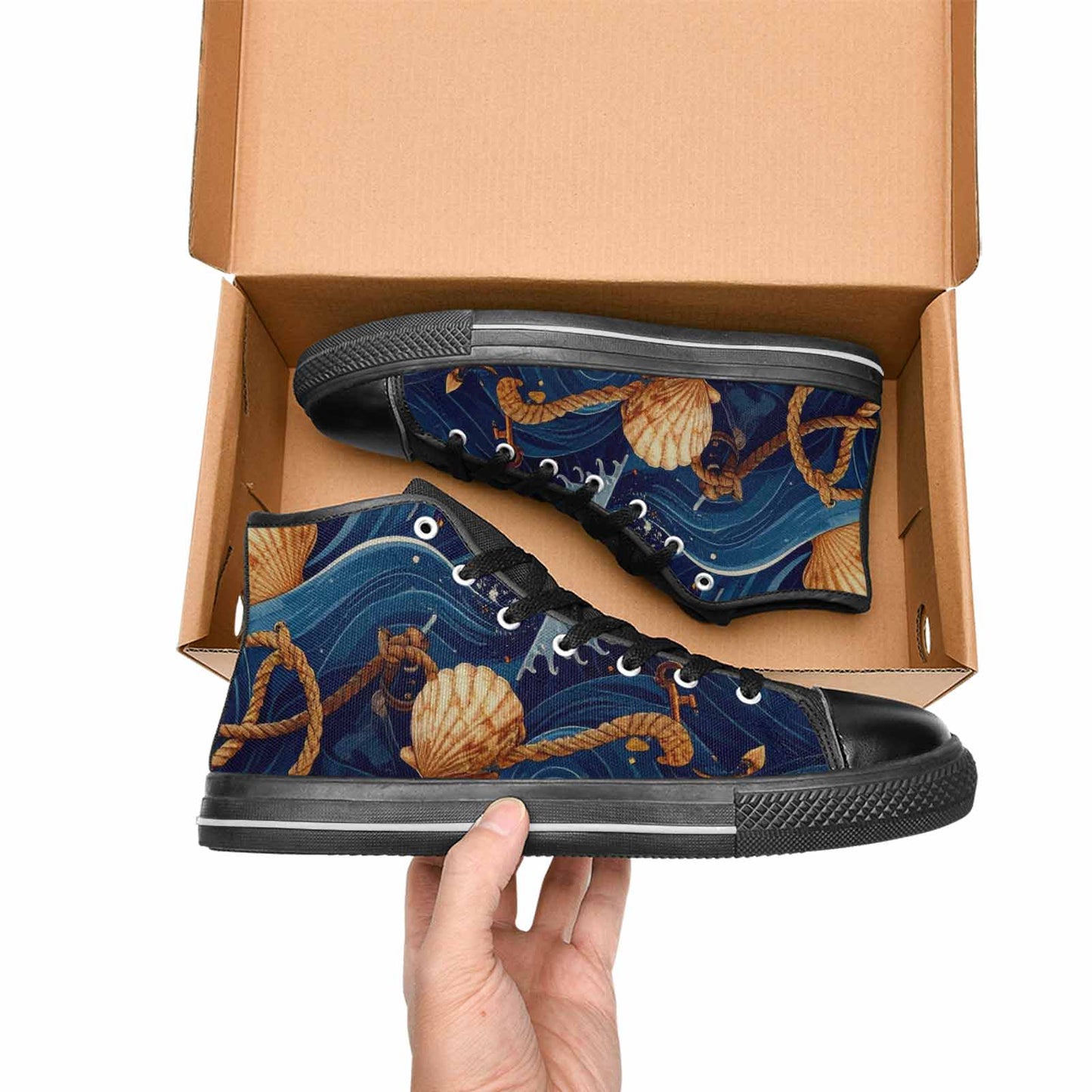 MEN'S Ocean Wave High Top Canvas Surreal Sneakers
