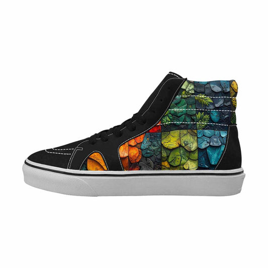 WOMEN'S Dinosaur Silhouette High Top Canvas Neon Fantasy Sneakers