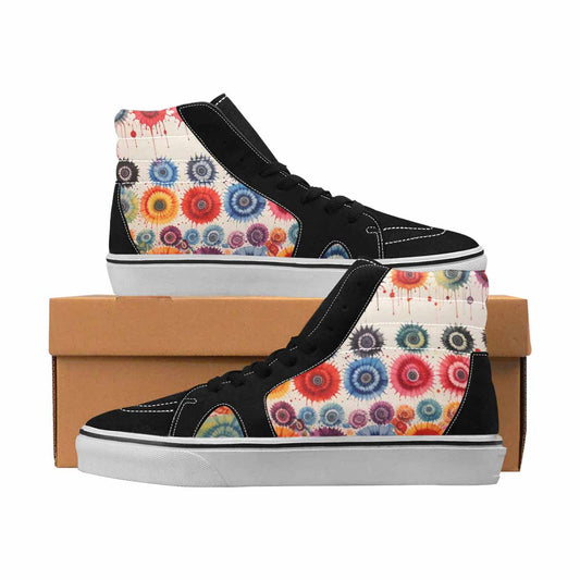 MEN'S Tie Dye Black & Red Ink High Top Canvas One Of A Kind Grunge Limited Edition Sneakers