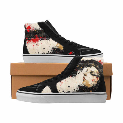 MEN'S Zodiac Black & Red Ink High Top Canvas Artist-designed Y2K All Over Print Shoes