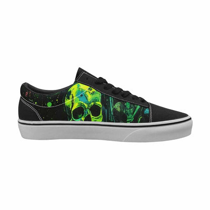 WOMEN'S Skeletons  Neon Green Lace-Up Canvas Kaleidoscope Sneakers