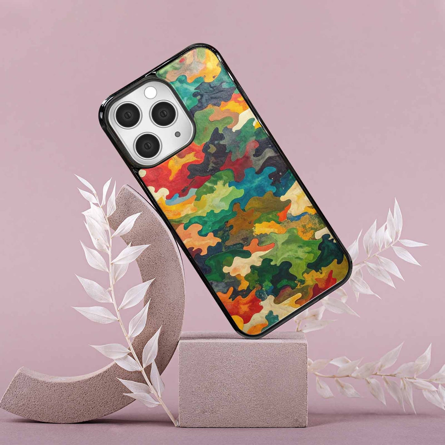iPhone 15 Pro Max Case — Camo Patches Full Color Vibrant Camo, Unique Phone Case Design
