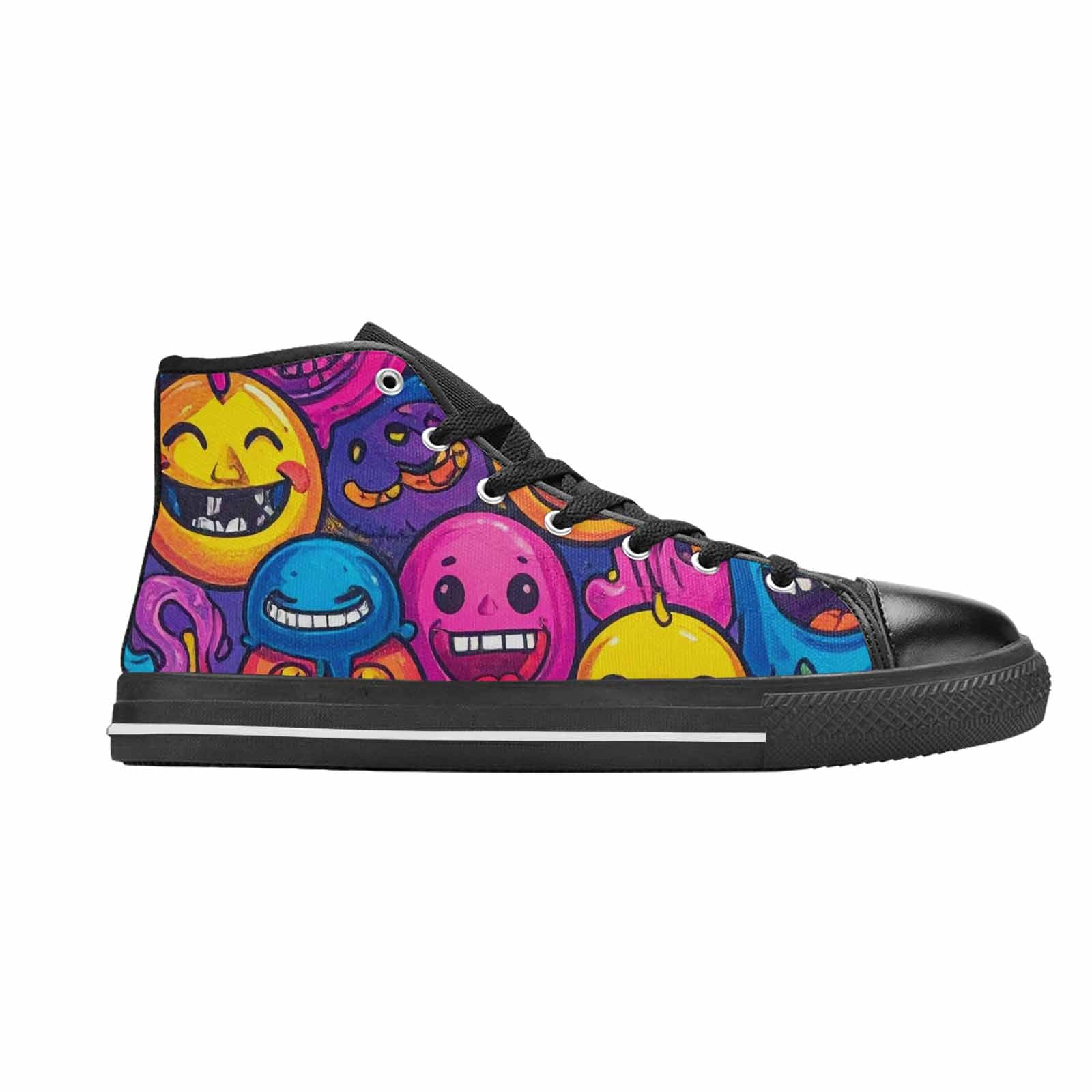 MEN'S Funny Looking Cartoon High Top Canvas Vibrant Chaos Custom Shoes