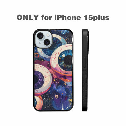 iPhone 15 Plus Case — Cartoon Eyeballs Galaxy Personalized Phone Cover, Personalized Phone Case