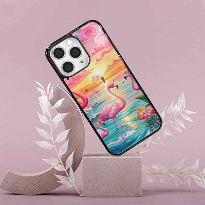 iPhone 15 Pro Max Case — Flamingo Tropical Flamingo Tropical Pattern Hundreds, Custom Phone Case
