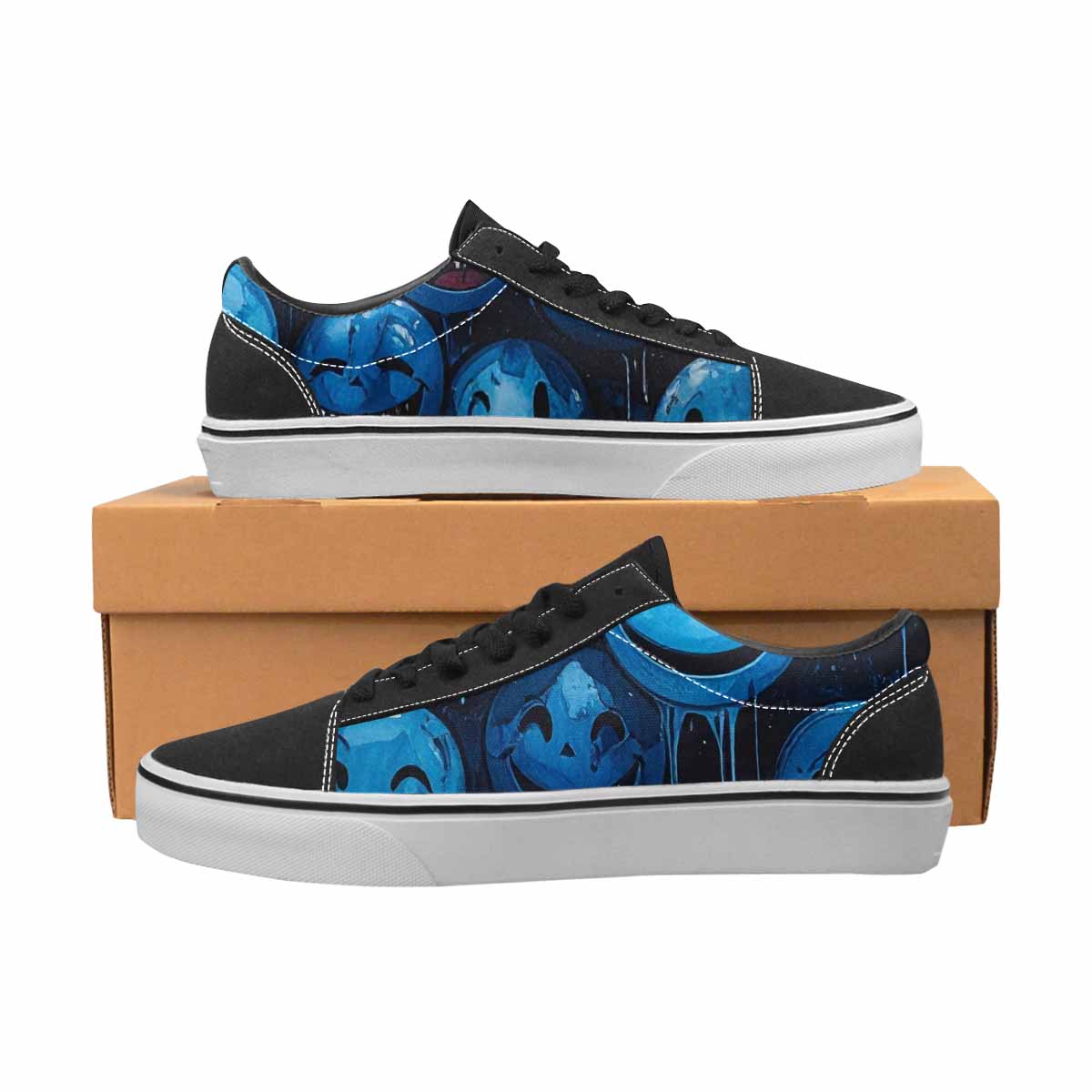 WOMEN'S Melting Moon Smiley Lace-Up Canvas Neon Fantasy Custom Shoes