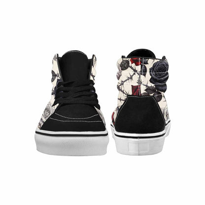 WOMEN'S Black Gothic Rose High Top Canvas Surreal Sneakers