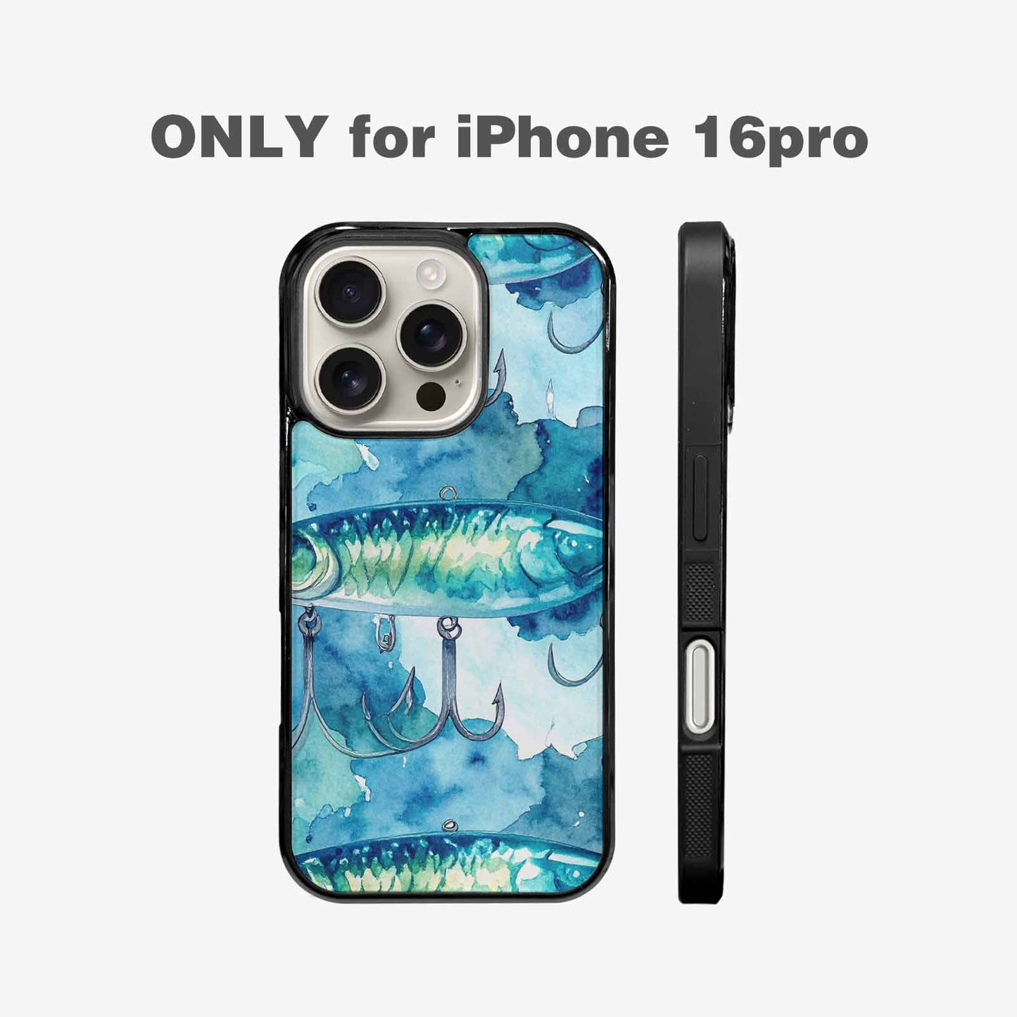 iPhone 16 Pro Case — Fishing Lure And Hook Pattern Seamless, Custom Printed Phone Case