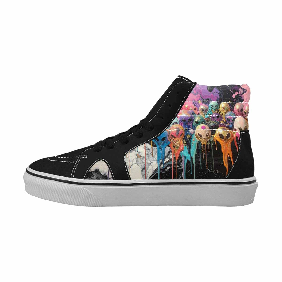 MEN'S Aliens  Marble Melting High Top Canvas Dark Academia Sneakers