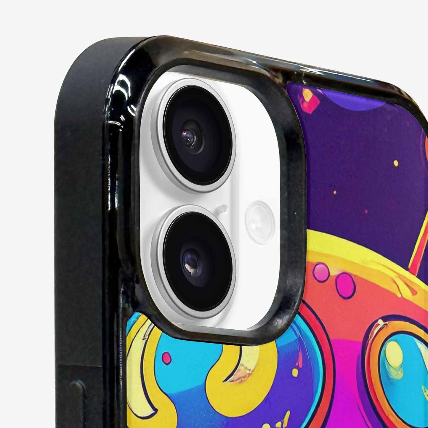 iPhone 16 Case — Alien Ufo Cartoon Art Pattern Groovy, Personalized Phone Case