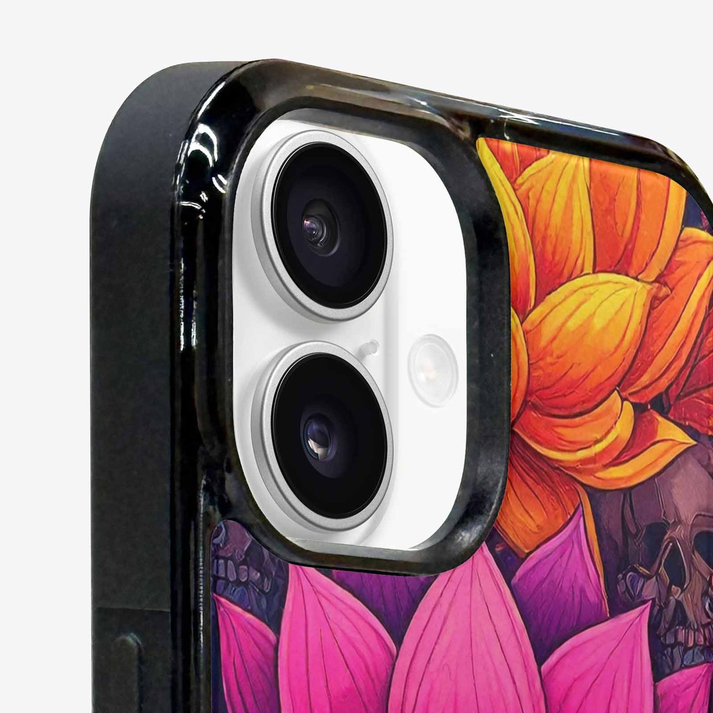 iPhone 16 Case — Lotus Skulls, Unique Phone Case Design