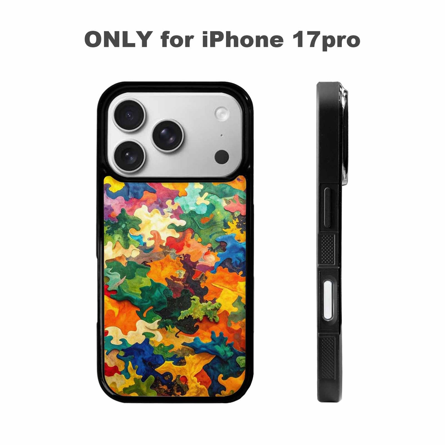 iPhone 17 Pro Case — Camo Patches Full Color Vibrant Camo, Custom Art Phone Cover