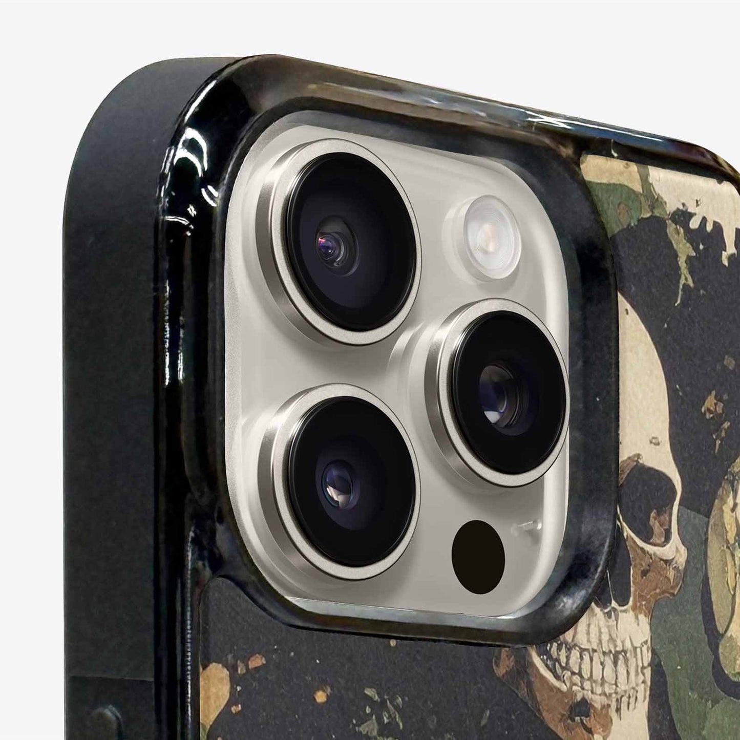 iPhone 15 Pro Max Case — Military Camo Texture Combined With Distressed, Custom Print Case Cover