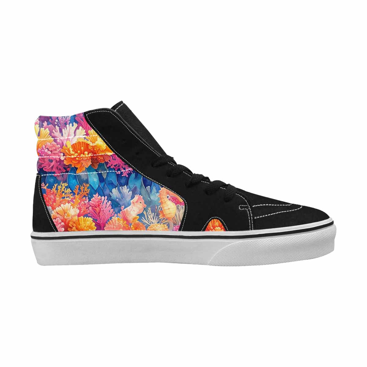 WOMEN'S Fish Scale Coral High Top Canvas Vibrant Chaos Sneakers