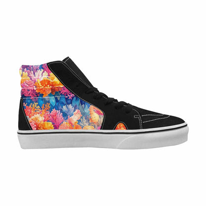 WOMEN'S Fish Scale Coral High Top Canvas Vibrant Chaos Sneakers